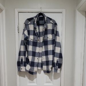 Old Navy Navy and Cream Plaid Shirt